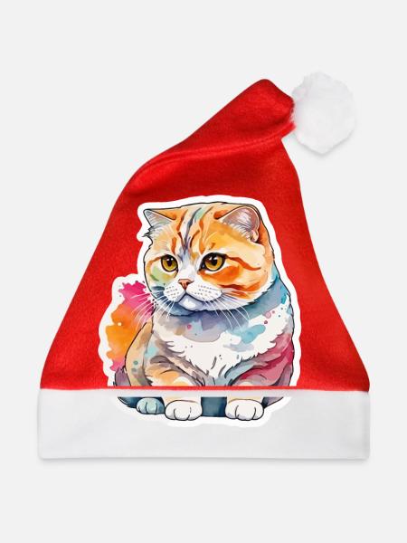 Scottish Fold Schottische Faltohrkatze - Weihnachtsmütze - Rot