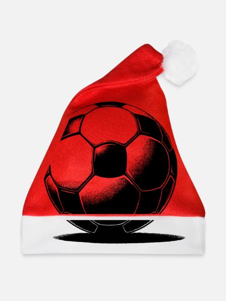 Fußball mit Schatten - Weihnachtsmütze - Rot