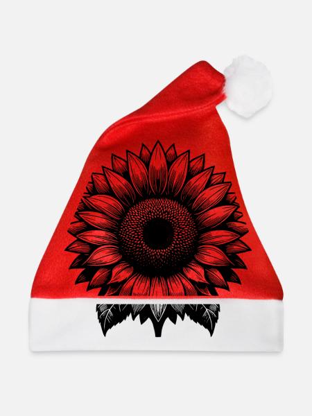 Große blühende Sonnenblume - Weihnachtsmütze - Rot