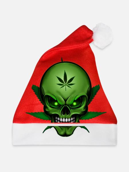 Hanf Totenkopf 001 - Weihnachtsmütze - Rot