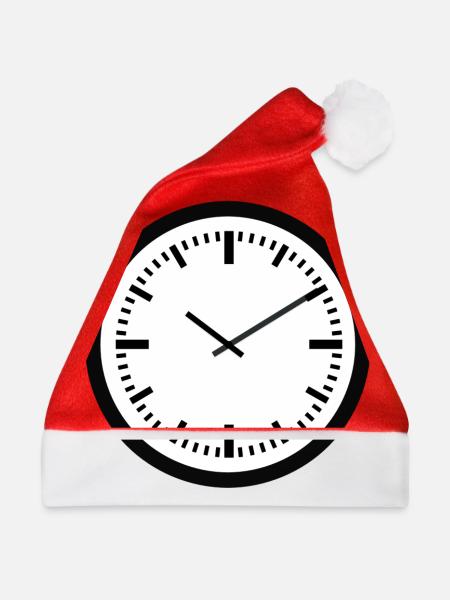 uhr zeit watch clock time hourglass sanduhr76 - Weihnachtsmütze - Rot - Vorne