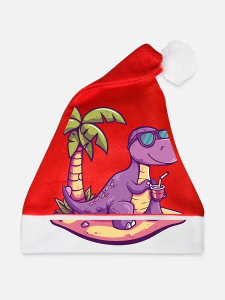 Dinosaurier brontosaurus Sommer - Weihnachtsmütze - Rot