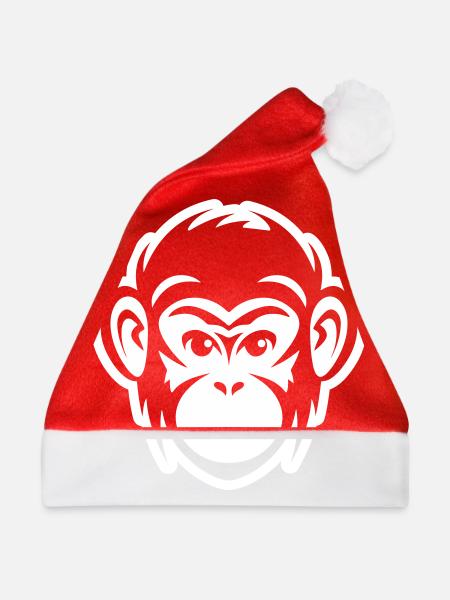Affe Kopf - Weihnachtsmütze - Rot