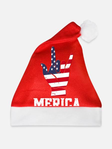 Merica Rock Zeichen - Weihnachtsmütze - Rot