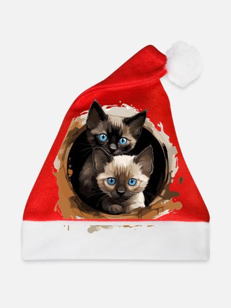 Siamese Cat Siamkatze - Weihnachtsmütze - Rot