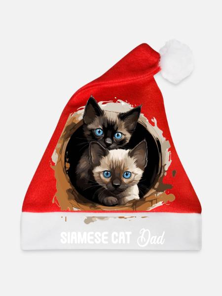 Siamese Cat Siamkatze - Weihnachtsmütze - Rot