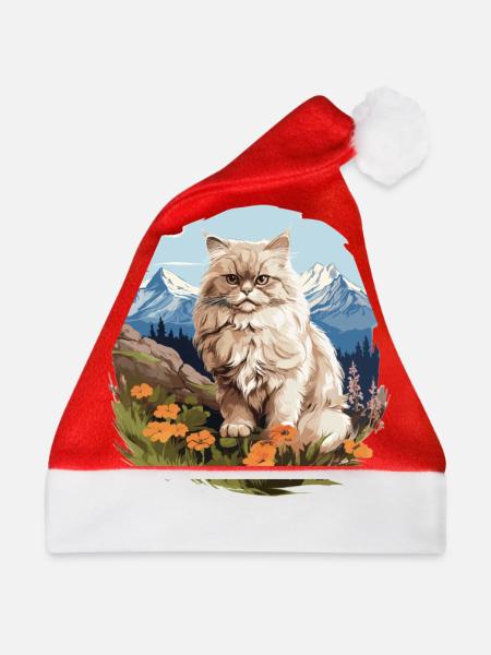 Persian Cat Perser Katze - Weihnachtsmütze - Rot
