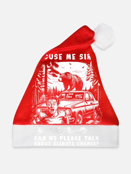 Climate Change Brown Bear - Weihnachtsmütze - Rot - Vorne