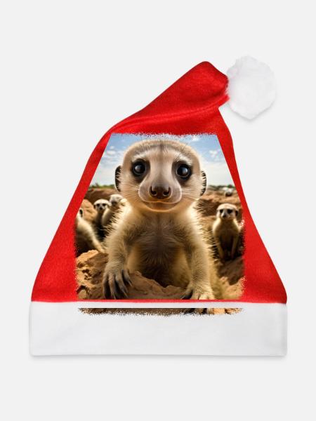 Meerkat realistic Erdmännchen - Weihnachtsmütze - Rot