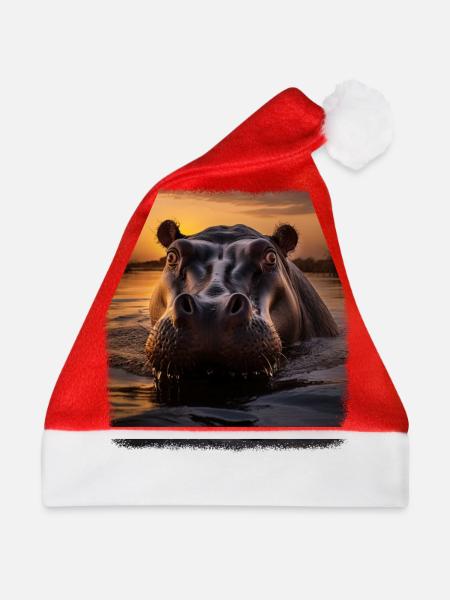 Hippos realistic Hippo - Weihnachtsmütze - Rot