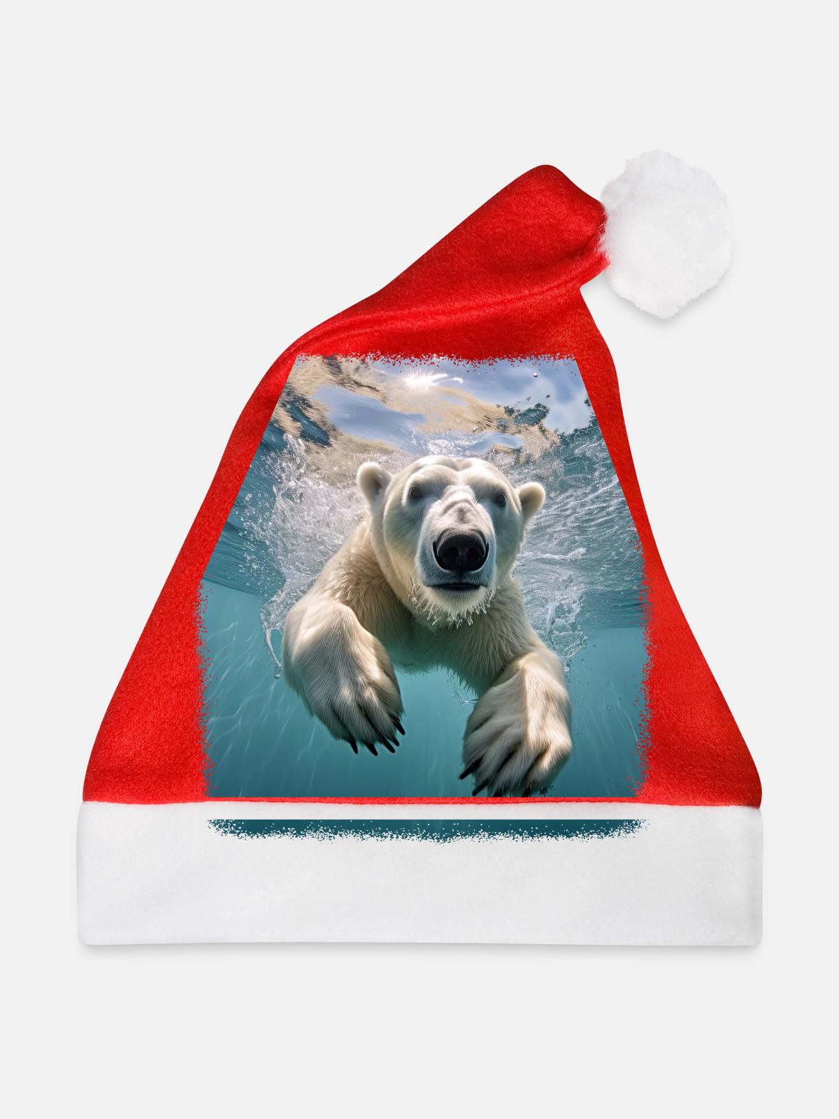 Eisbären realistic Eisbär - Weihnachtsmütze - Rot - Vorne