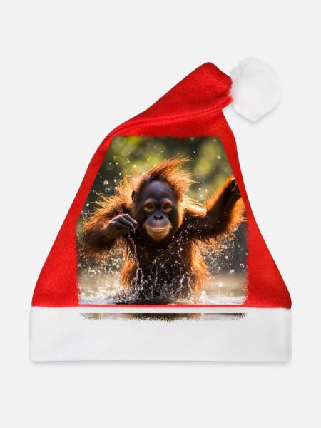 Orang Utans realistic Orang Utan - Weihnachtsmütze - Rot - Vorne