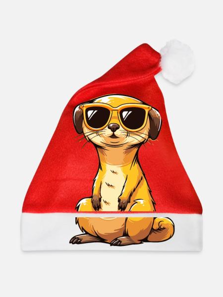Erdmännchen Mit Sonnenbrille Meerkat - Weihnachtsmütze - Rot