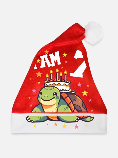 Ich bin 7 Schildkröten Schildkröte 7. Geburtstag - Weihnachtsmütze - Rot