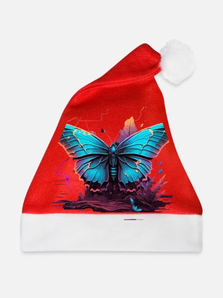 Heller Vaporwave Schmetterling - Weihnachtsmütze - Rot