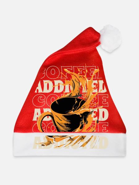 Kaffee Kaffeesüchtig Kaffeetrinker Kaffeetasse - Weihnachtsmütze - Rot - Vorne