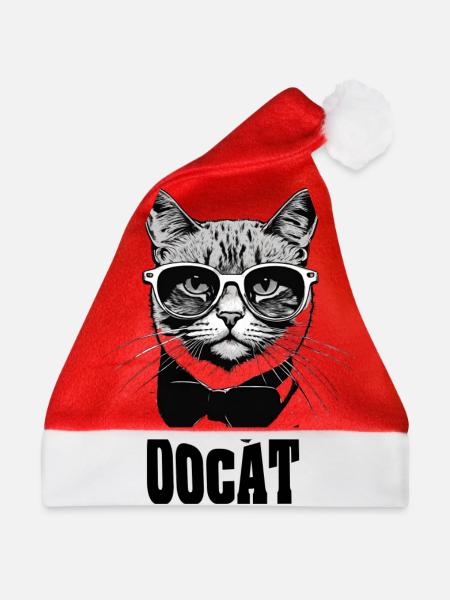 Katze - Weihnachtsmütze - Rot