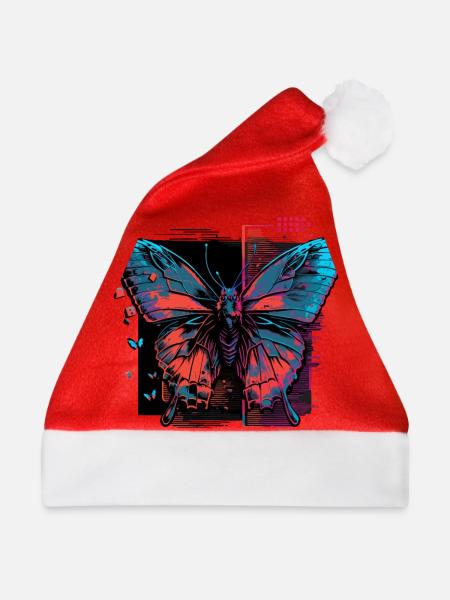Schmetterling leuchtet orange - Weihnachtsmütze - Rot