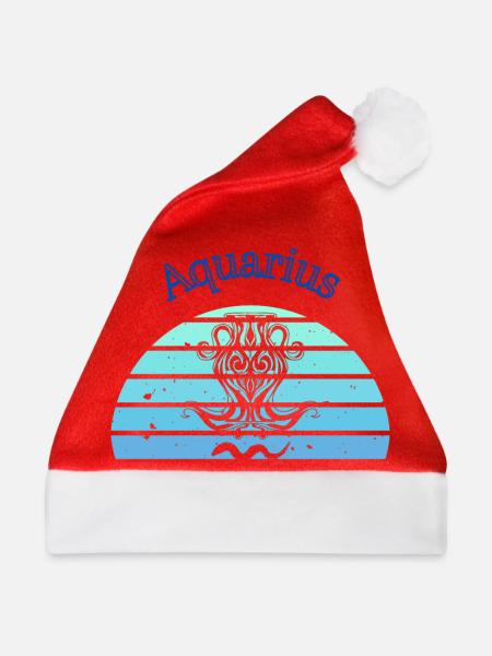 Retro-Logo astrologisches Zeichen "Wassermann" - Weihnachtsmütze - Rot