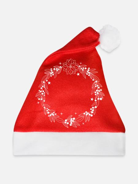 Weihnachtskranz personalisierbar mit deinem Text - Weihnachtsmütze - Rot