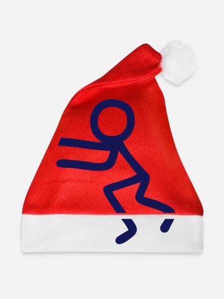 Laufendes Strichmännchen - Weihnachtsmütze - Rot