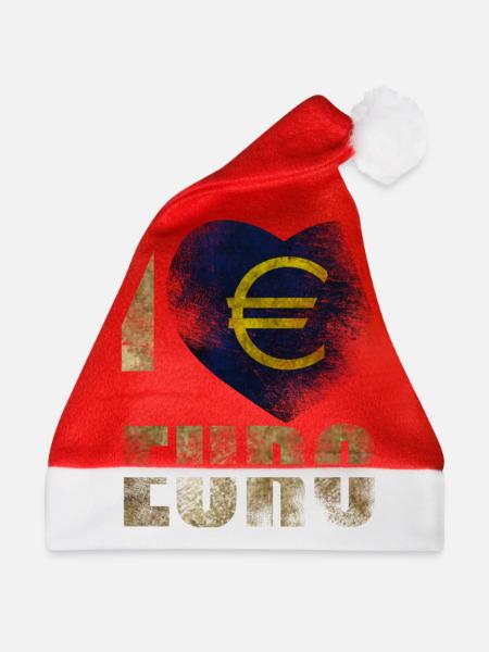 EURO Ich liebe Euro - Weihnachtsmütze - Rot - Vorne
