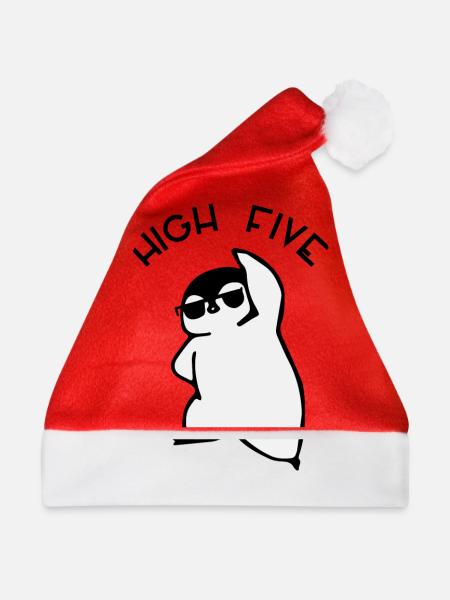 High Five - Penguin - Weihnachtsmütze - Rot - Vorne