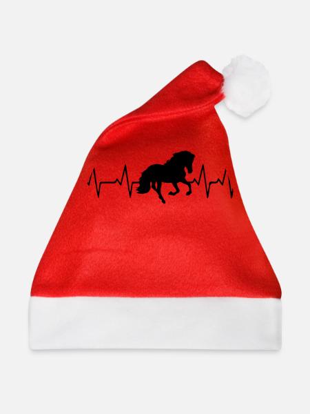 Pferde Heartbeat Shirt Geschenk Mädchen Reiter - Weihnachtsmütze - Rot