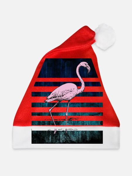 Rosa Flamingo - Weihnachtsmütze - Rot