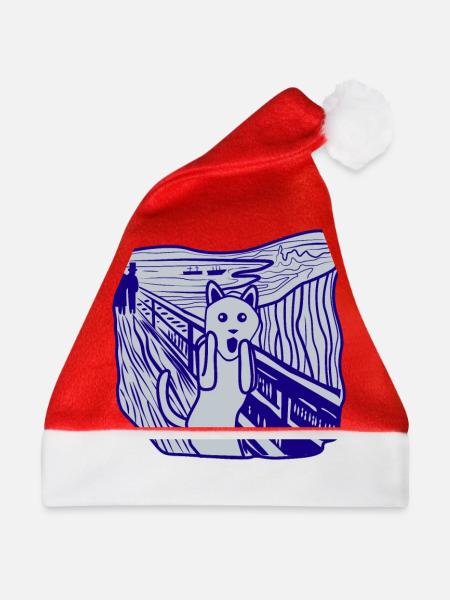 Katze schreit - Weihnachtsmütze - Rot