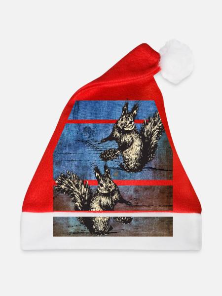 Eichhörnchen Retro - Weihnachtsmütze - Rot