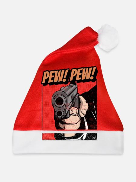 Pew Pew Pistole Comic - Weihnachtsmütze - Rot - Vorne
