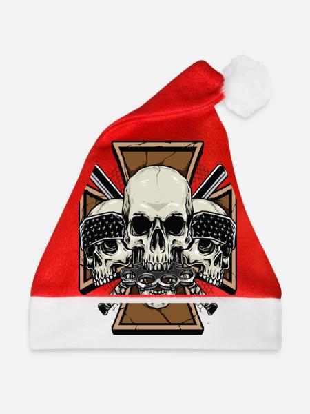 Skulls - Weihnachtsmütze - Rot - Vorne