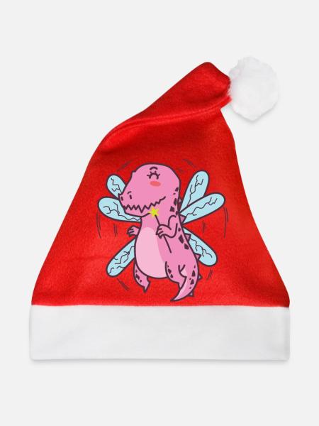 Dino mit Schmetterlingsfedern Dinosaurier - Weihnachtsmütze - Rot