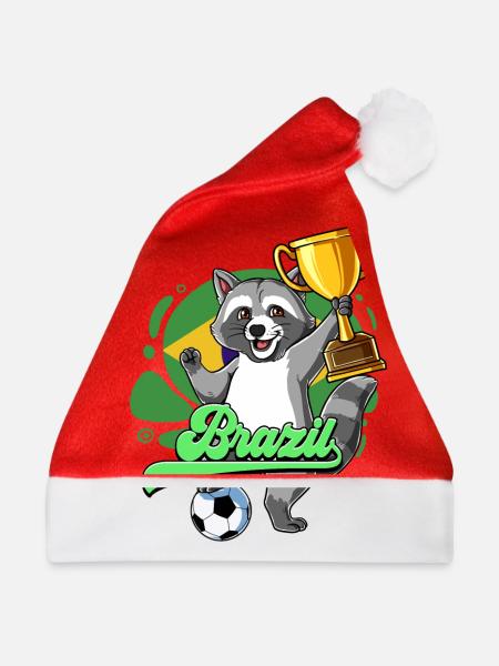 Brasilien Fußball - Weihnachtsmütze - Rot - Vorne