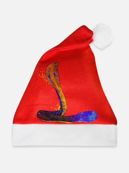 Farbenfrohe Kobra - Weihnachtsmütze - Rot - Vorne