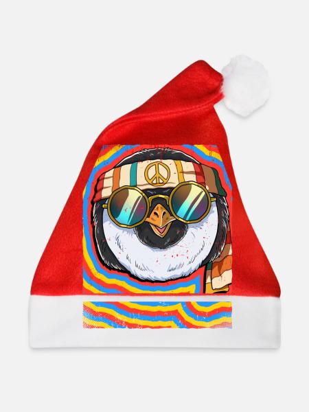 Hippie Pinguin Psychedelisch Trippy - Weihnachtsmütze - Rot