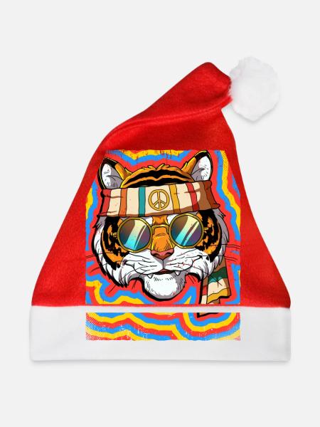 Hippie Tiger Psychedelisch Trippy - Weihnachtsmütze - Rot