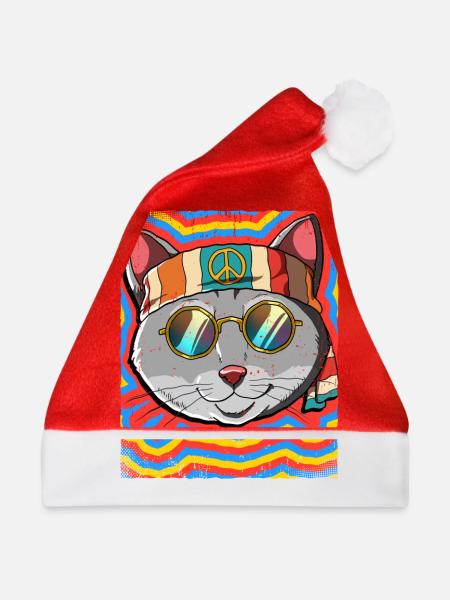 Hippie Katze Psychedelisch Trippy - Weihnachtsmütze - Rot