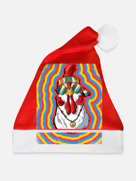 Hippie Huhn Psychedelisch Trippy - Weihnachtsmütze - Rot