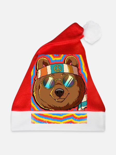 Hippie Bär Psychedelisch Trippy - Weihnachtsmütze - Rot