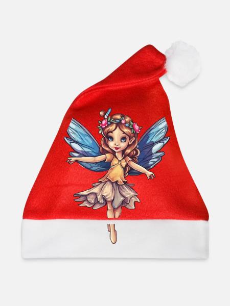 Zauberhafte Fee Märchenwesen mit Flügel - Weihnachtsmütze - Rot - Vorne
