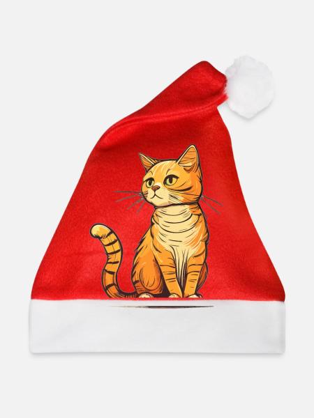 Katze im comic style - Weihnachtsmütze - Rot