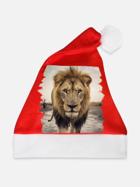 Löwen realistic Löwe - Weihnachtsmütze - Rot