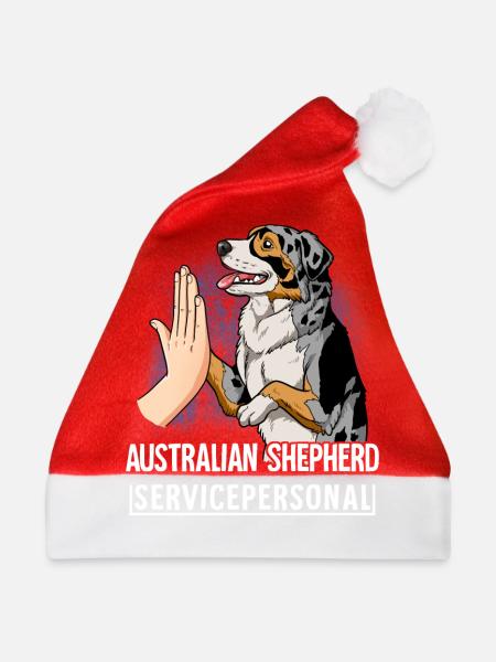 Australian Shepherd - Weihnachtsmütze - Rot - Vorne
