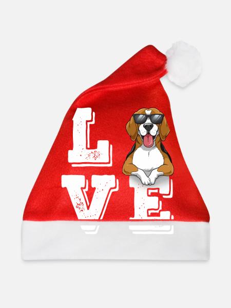 Love Beagle - Weihnachtsmütze - Rot - Vorne