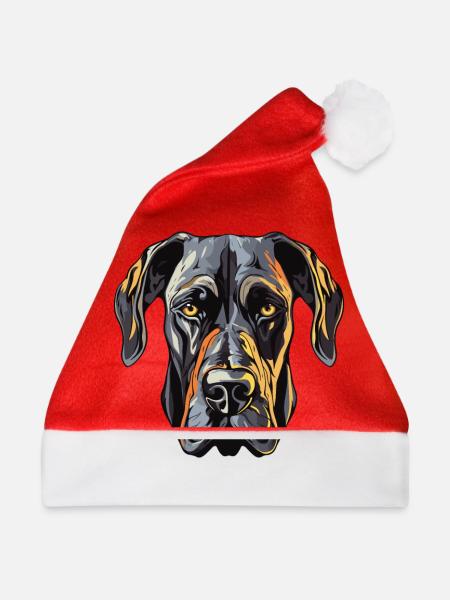 Great Dane Hund Portrait - Weihnachtsmütze - Rot
