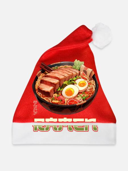 Anime Ramen Nudeln - Weihnachtsmütze - Rot