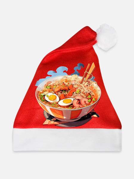 Anime Ramen Nudeln - Weihnachtsmütze - Rot