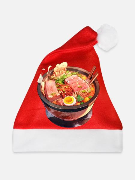 Anime Ramen Nudeln - Weihnachtsmütze - Rot
